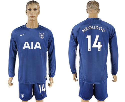 Tottenham Hotspur #14 Nkoudou Away Long Sleeves Soccer Club Jersey